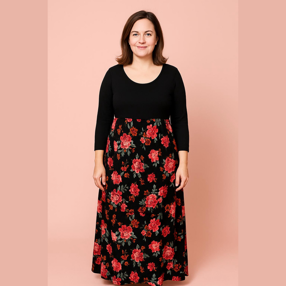 Notations 2X Maci Dress with Floral Bottom P2P 24-29” SIZE 3X